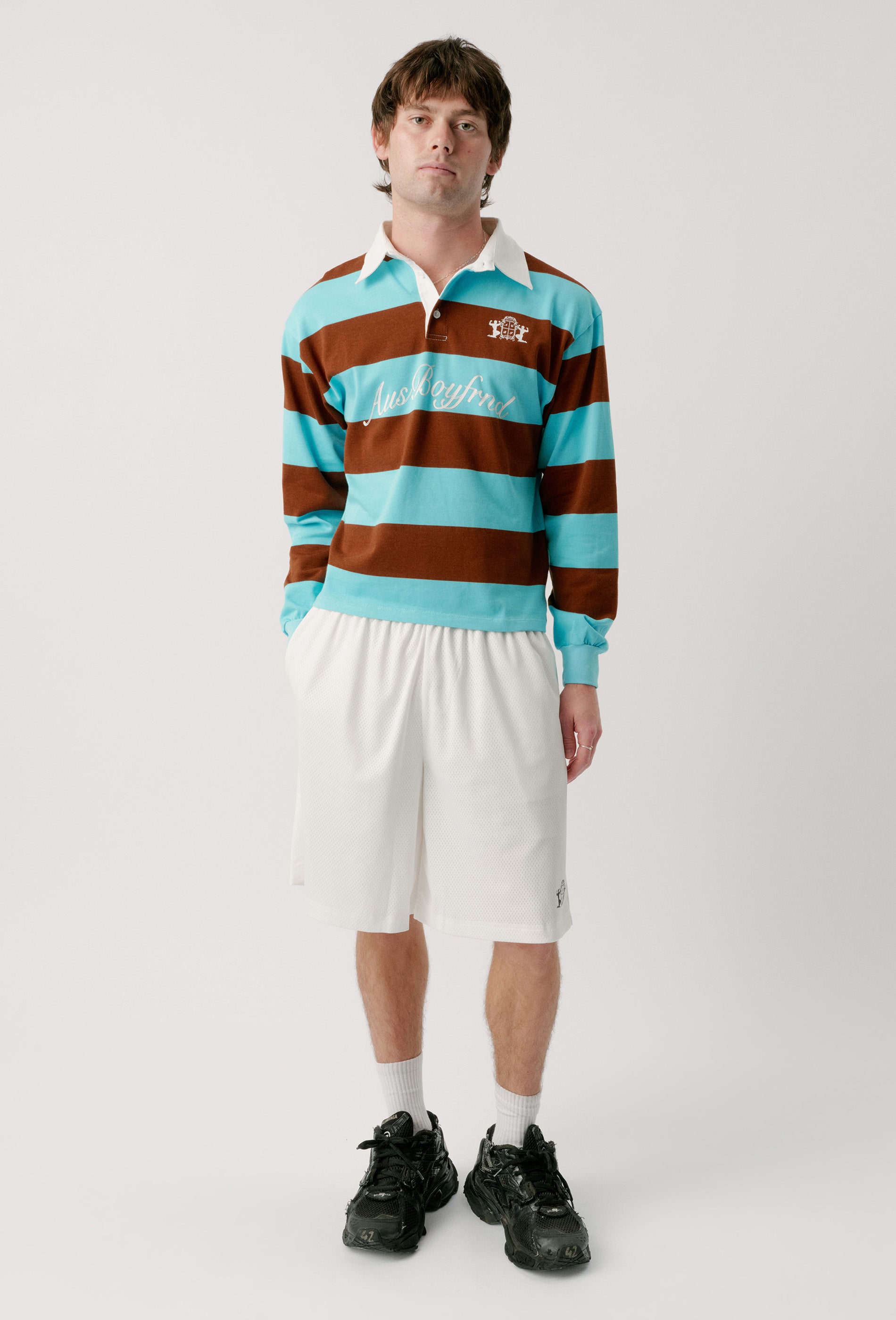 RUGBY JERSEY - BLUE + BROWN