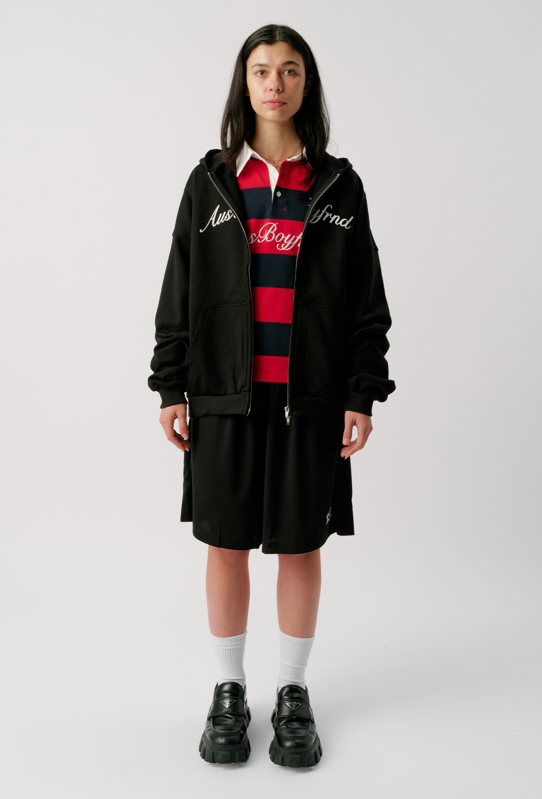 BOYFRND DOUBLE ZIP UP HOODIE