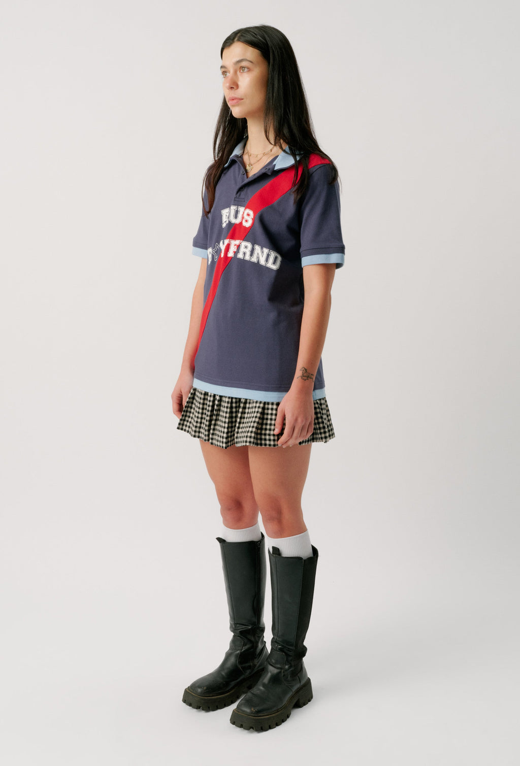 SPORTSTAR TARTAN MINISKIRT - CHARCOAL