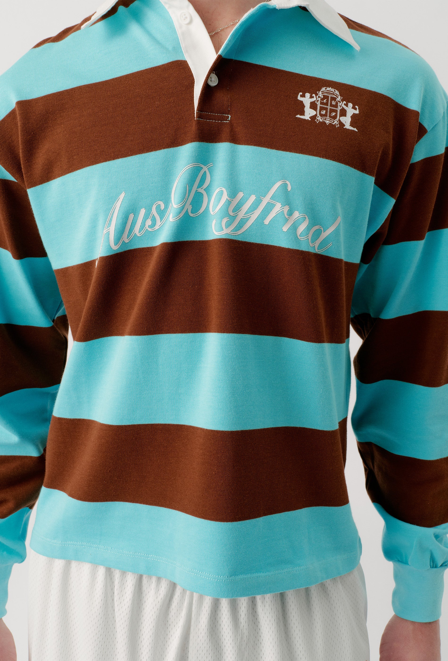 RUGBY JERSEY - BLUE + BROWN