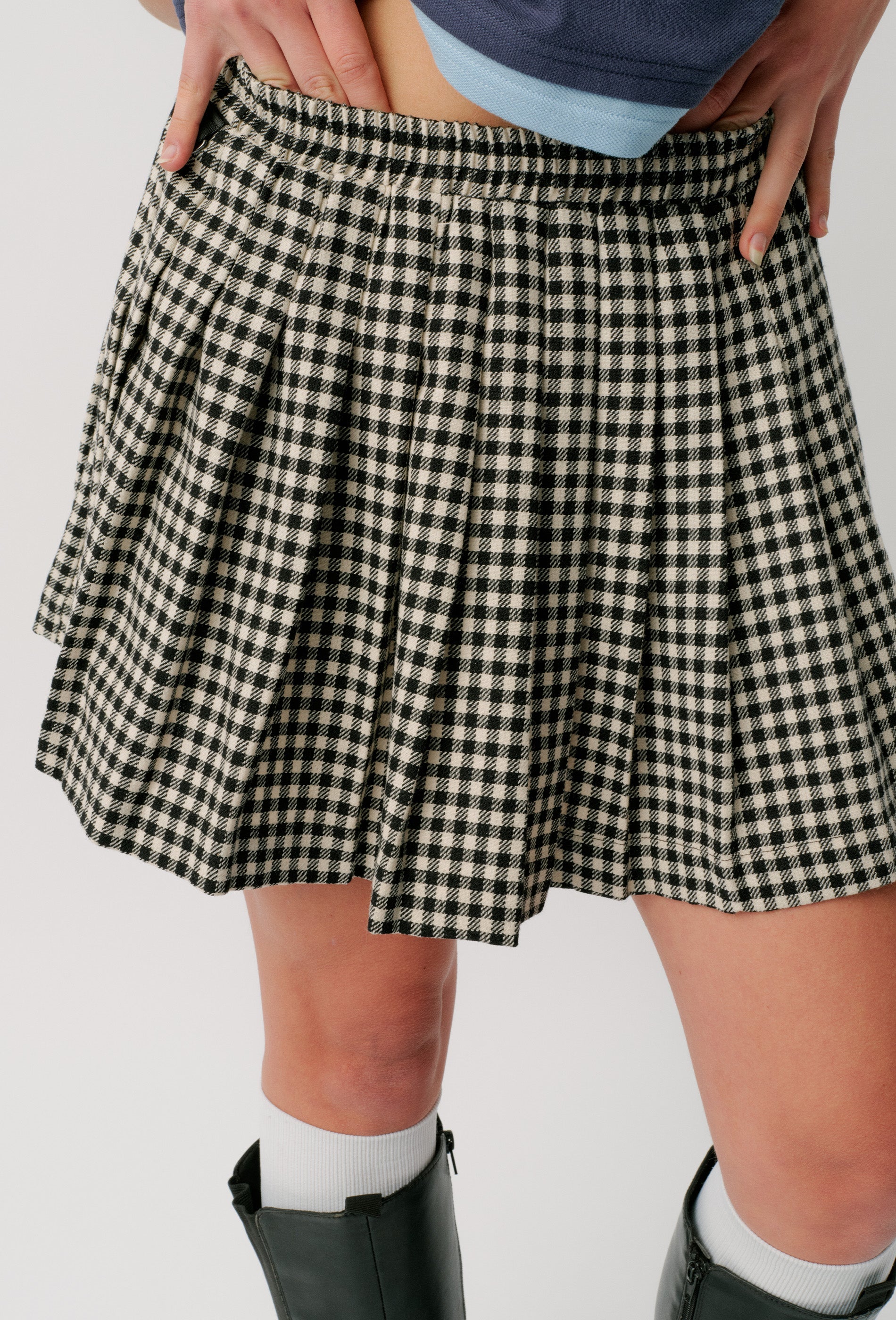 SPORTSTAR TARTAN MINISKIRT - CHARCOAL