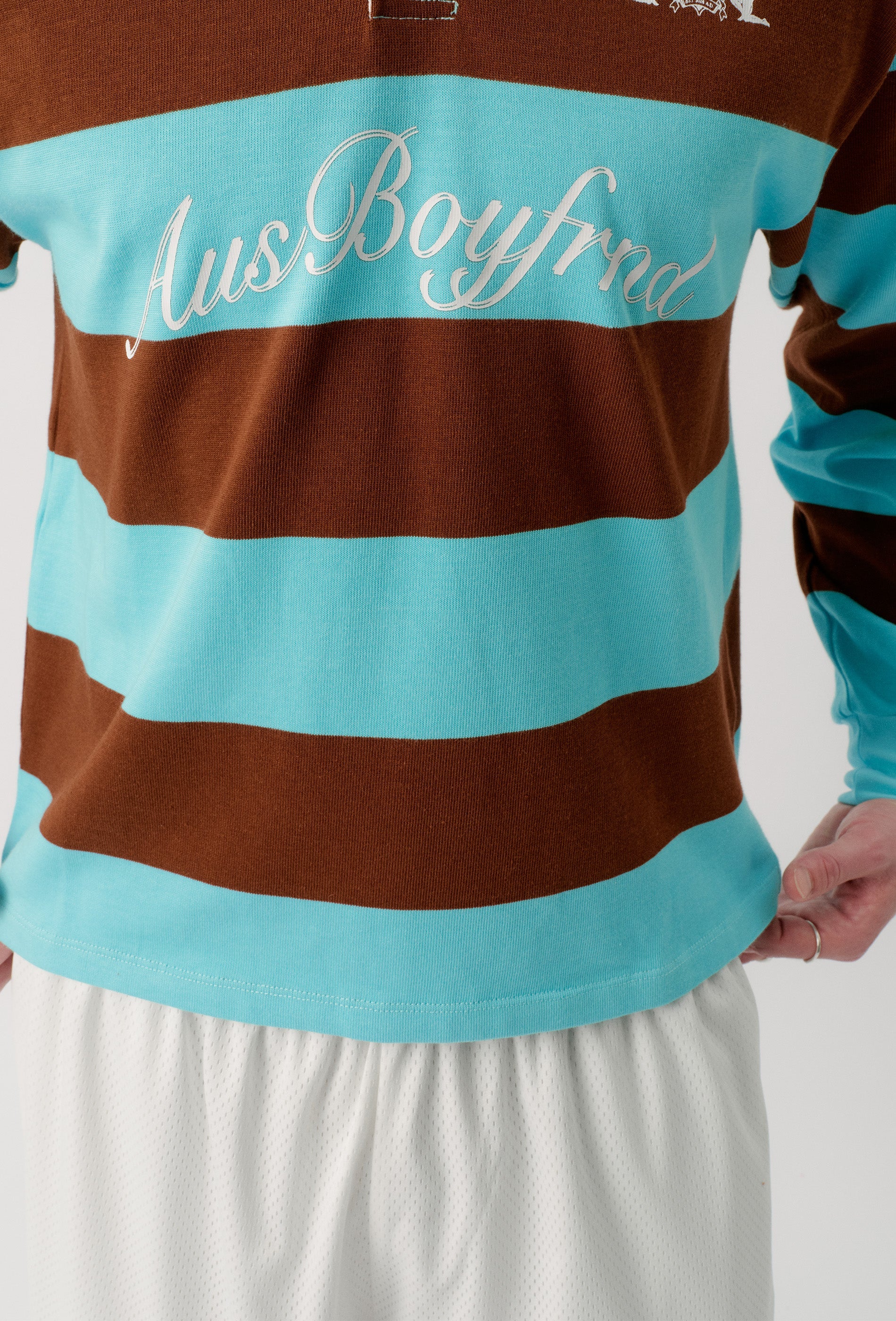 RUGBY JERSEY - BLUE + BROWN