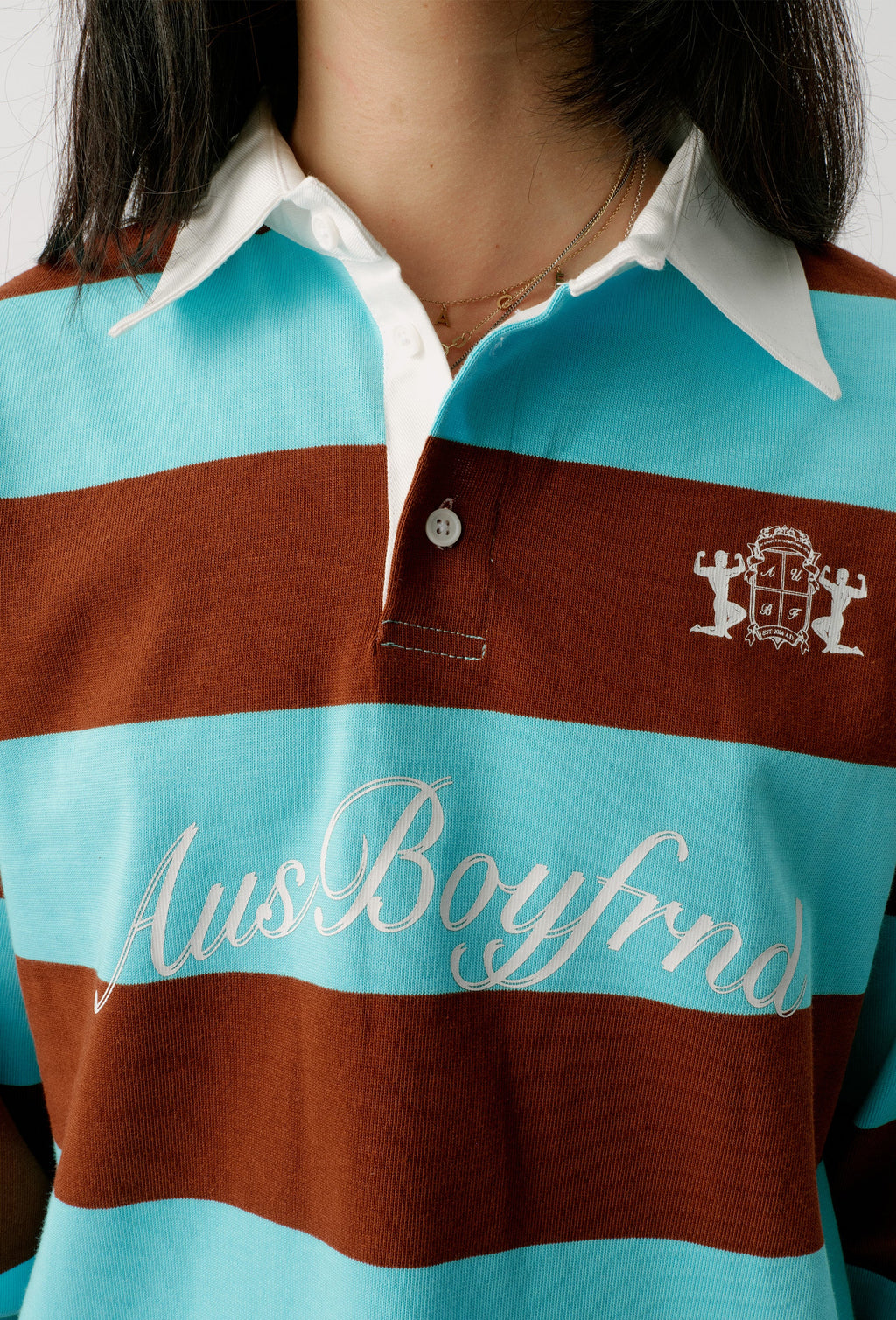 RUGBY JERSEY - BLUE + BROWN