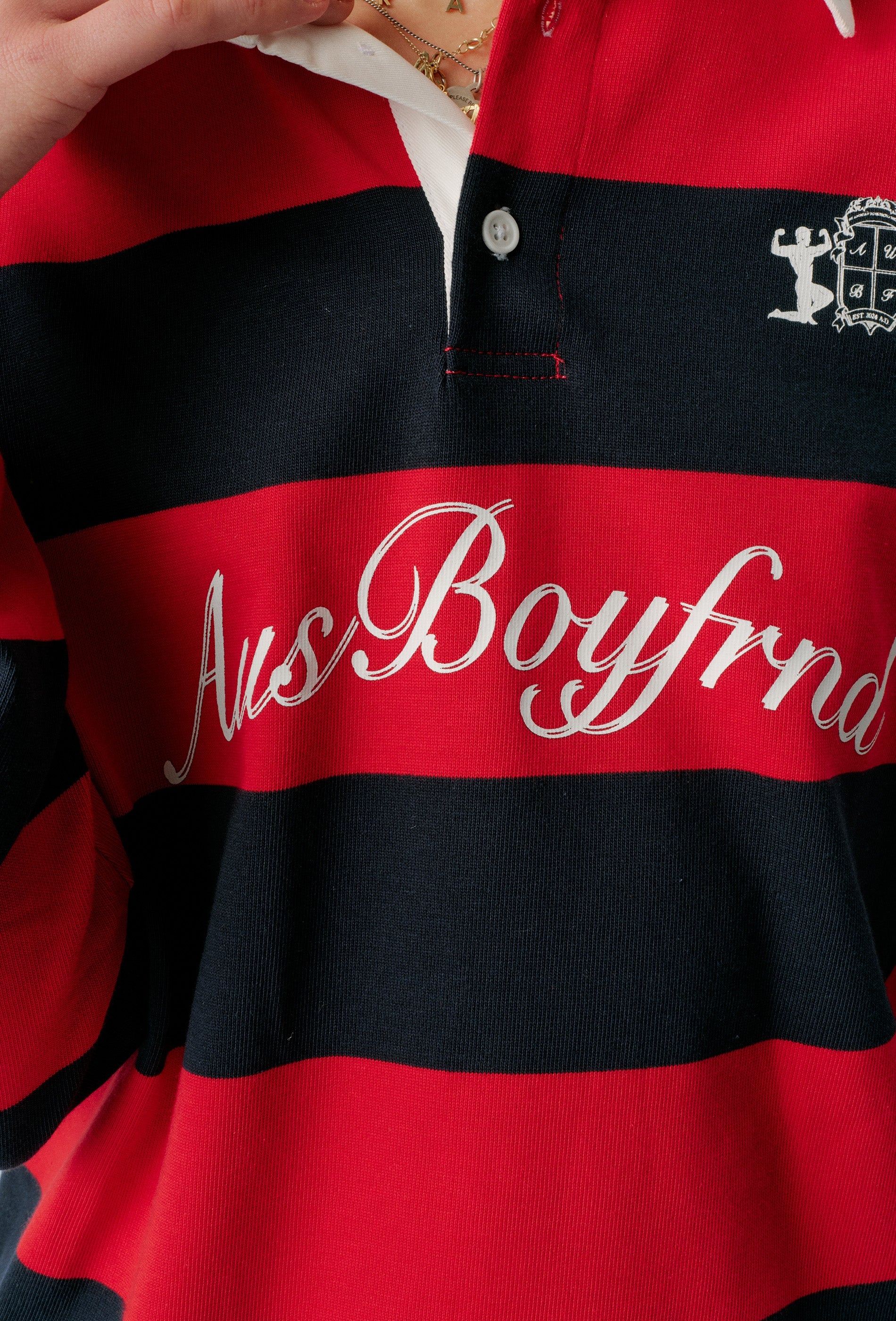 RUGBY JERSEY - RED + NAVY